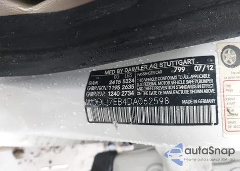 2013 Mercedes-Benz Cls 63 Amg z USA, uszkodzony, nr VIN WDDLJ7EB4DA062598